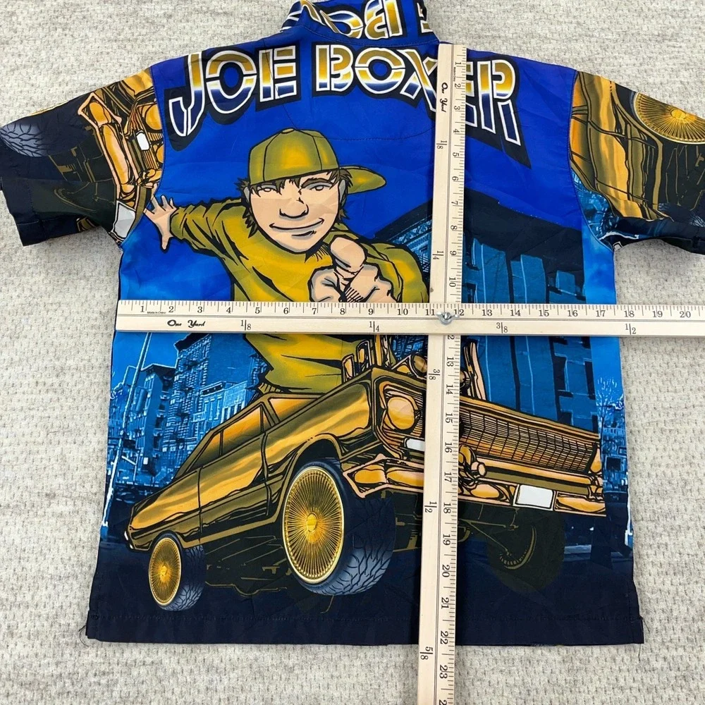 Vintage Y2K Joe Boxer Shirt Boys Size 8 Button Up Low Rider AOP Hip Hop Baggy - Picture 7 of 9